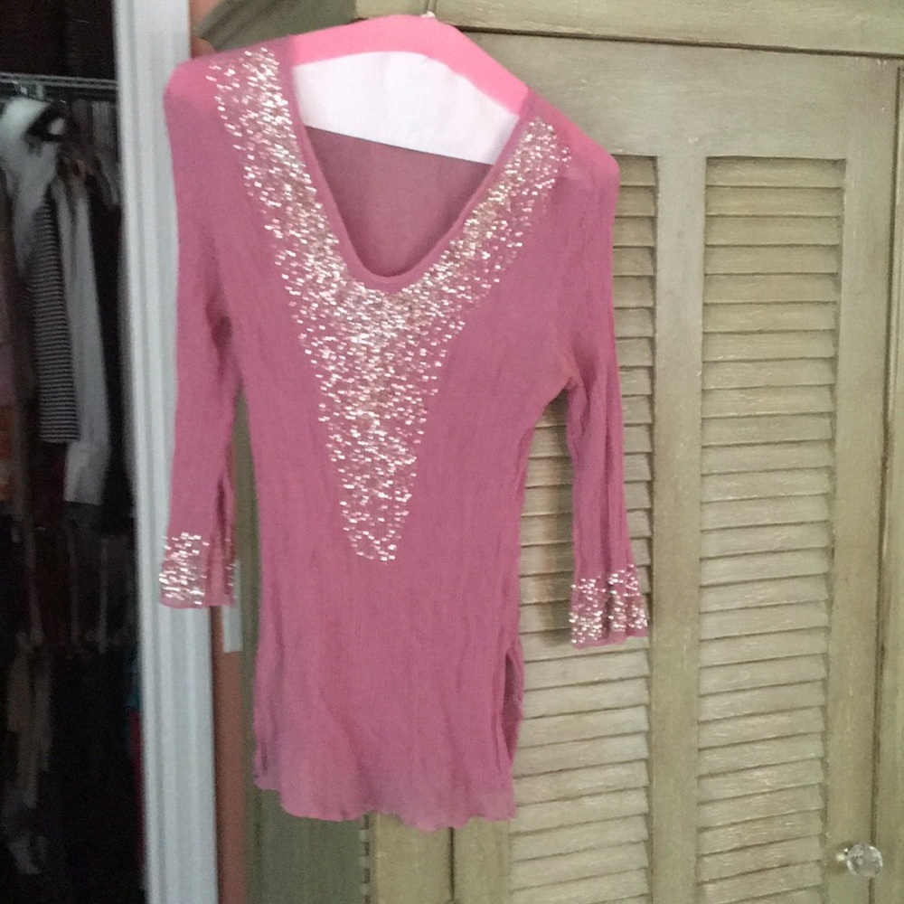 INC Sheer shirt with three-quarter sleeves